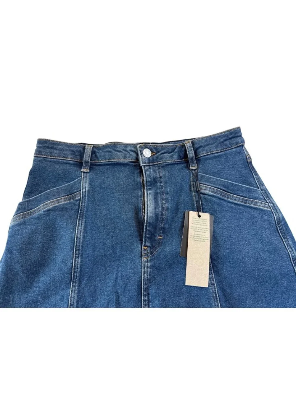 TOMMY JEANS Seam Detail Mini Skirt~Size 31~Denim Medium Wash NWT L17 10